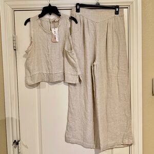 Women's Beige Linen Set